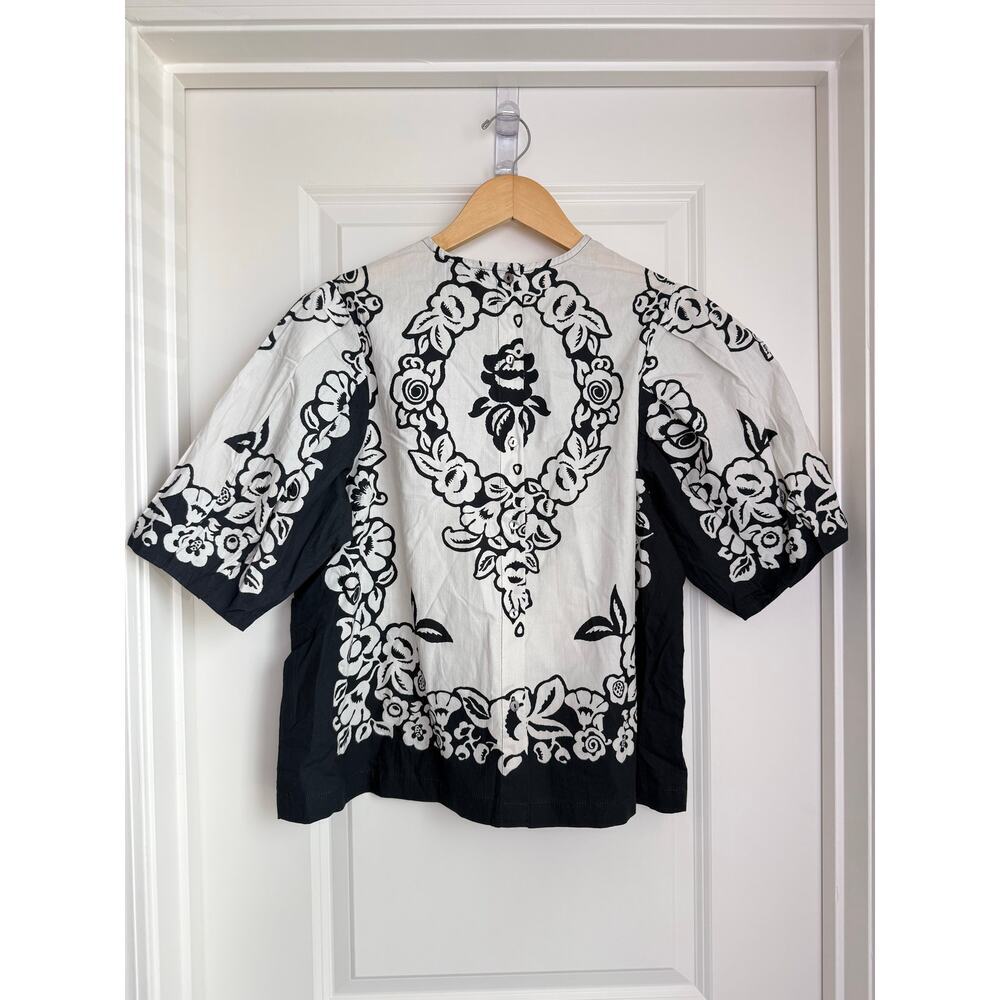 NWT Cleobella Kinsley Blouse Botanico Organic Cotton Floral Black White Small - Picture 5 of 9
